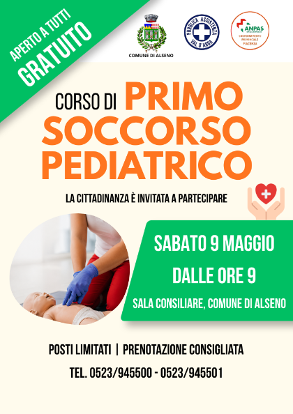 Corso di primo soccorso pediatrico: sabato 9 maggio ad Alseno