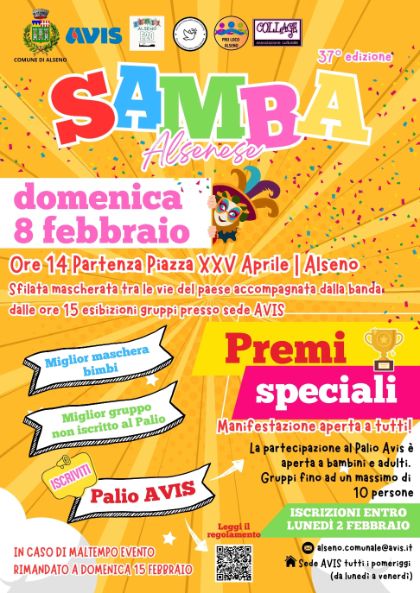 Domenica 8 febbraio torna la Samba Alsenese