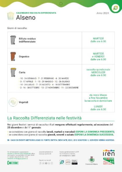 Calendario raccolta differenziata 2024 Calendario raccolta differenziata 2024